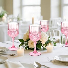 7OZ Plastic Wine Glasses, Disposable Goblets Drinking Glasses Crystal Vintage