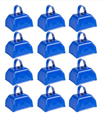 12 Blue Metal Cowbells Noise Makers 3″ Wedding Sports Party Bells