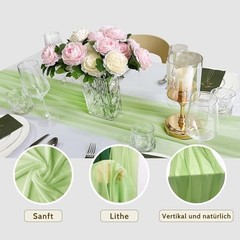 Chiffon Table Runner 10FT 28 x 120 Inch, Elegant Dining 10ft x 1pcs Sage Green
