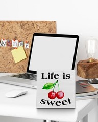 Summer Cherry Wooden Sign Life is Sweet Cherry Wooden Sign Art Blocks Desk De…