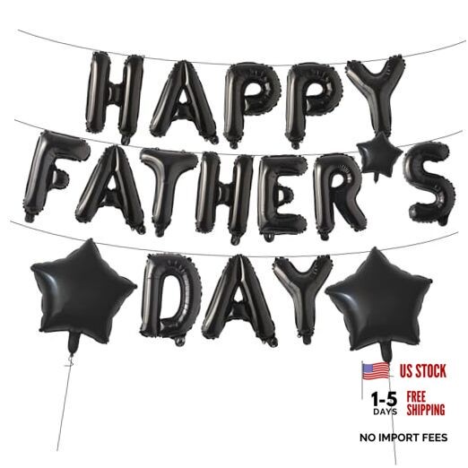 16 Inch “HAPPY FATHER’S DAY” Balloons Banner with 18 Inch Star Balloons –