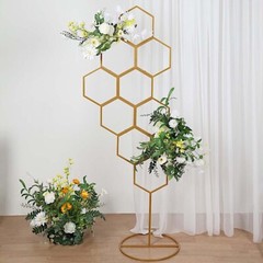Gold 6″ Metal Floral DISPLAY FRAME Honeycomb Backdrop Stand Wedding Arch Party