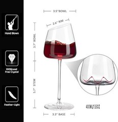 Slanted White Wine Glasses Set of Modern No-lead Hand-Blown Long Stem Red 2