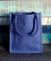 Medium 12″W x 12″H x 7.75″D Jute / Burlap Tote Soft Handles Laminated bag