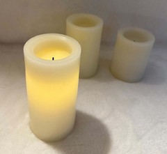 3pk 6″ x 3″ LED Flameless Black Wick Candle Cream – Threshold Read