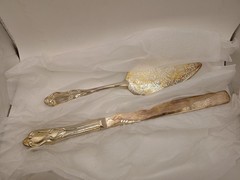 International Silver Company Gold Tone Cake Server & Knife Set Wedding