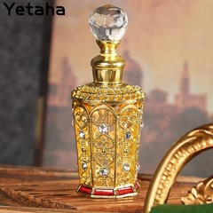 Yetaha Vintage Refillable Empty Perfume Bottles, Jeweled 0.4 Ounces, Golden