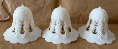 Vtg White Plastic Baskets & Bells, lot of 9, wedding, Christmas, crafting