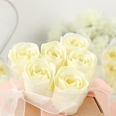Balsa Circle 24 Ivory Scented Rose Soap Favors Gift Boxes Ribbons 1.5″,