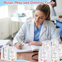 30 Set Nurse Gifts Bulk Nurse Ballpoint Pens and Thank You Cards with Bags Twist