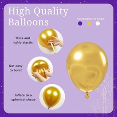 BAUANOOY Purple and Gold balloons, 60pcs 12 Inch 12 inches,