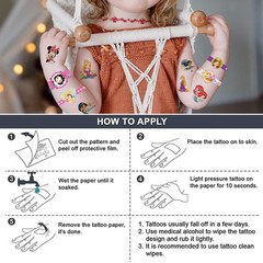 Princess Tattoos Kids, 40 Sheets Cartoon Tattoos Party Favor Set for Girls Bo…