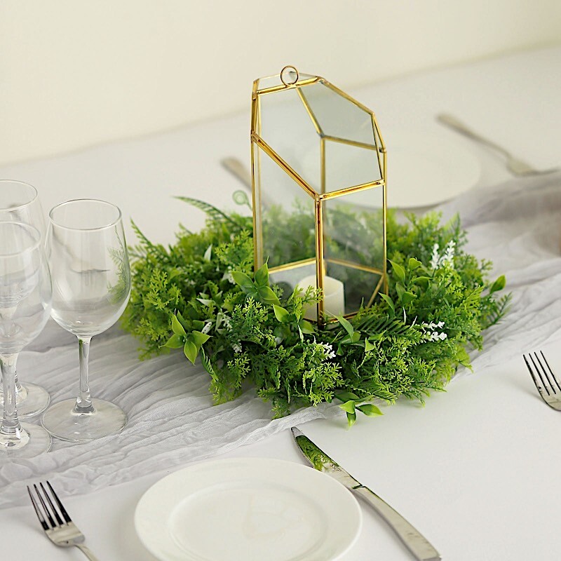 2 GREEN 12″ ARTIFICIAL Leaves Wreath CANDLE RINGS Party Decorations Supplies