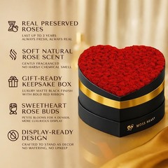 100 Petite Preserved Roses, Large Shaped Box, 100 Red