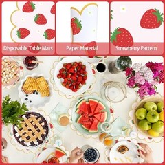 100Pcs Strawberry Paper Placemats Pink Fruit Place Mats 13.5 Pink Strawberry