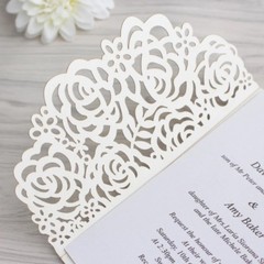 25/50PCS Personalized Laser Cut Printing Wedding Invitation Cards with Envelopes