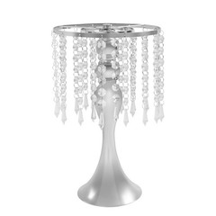 Set Of 10 Silver Tabletop Flower Stands 13.8 in Acrylic Crystal