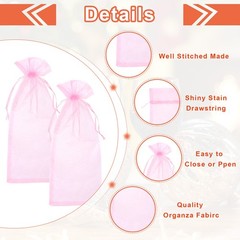 20Pcs 14 x 5 Inch Organza Wine Bags Gift Wrap Bags for Wedding Favors Pink