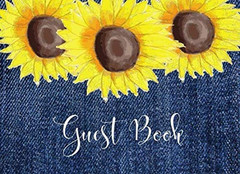 Guest Book:: Chic Denim Blue Jean and Yellow Sunflowers: Birthday, Weddings, Bri