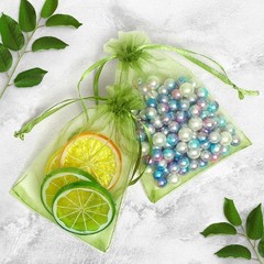 Elegant Green Organza Bags 4×6 – 50 Pack Drawstring Pouches for Any Occasion