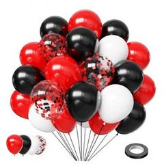 Red and Black Balloons, 50Pcs Red Latex Balloons 12In Black Red Black and White