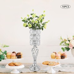 10PCS Silver Vases Wedding Centerpieces Flower Stand Table Decor Flower Vase