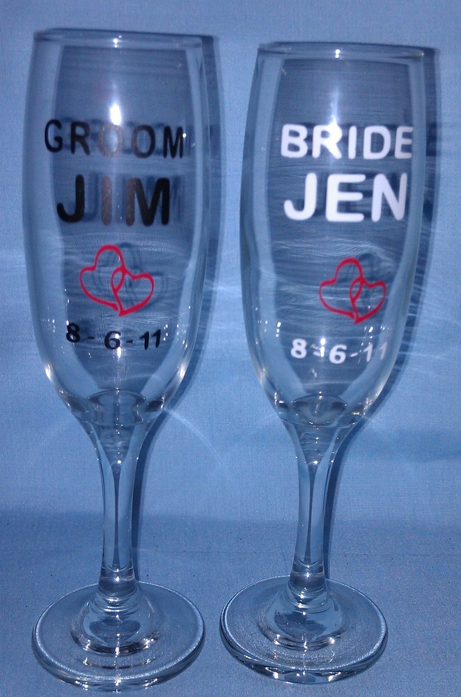 PERSONALIZED BRIDE & GROOM Champagne toast Glasses – Unique! Or design ur own!