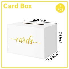 White and Gold Foil Card Box for Party Money Box for Birthday Shower 1 Pack