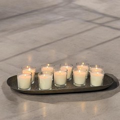 Stonebriar 48 Pack Unscented Long Burning Clear Glass Ivory Wax Filled Votive