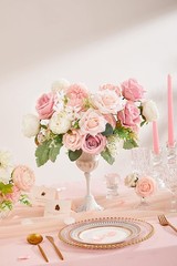 Fake Roses, Wedding Centerpieces, Table Chair Decor, Blush Pink White