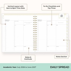 Blue Sky Day Designer 2026-2027 Daily and Monthly Academic Year Planner Calen…