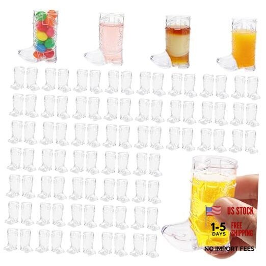 Pcs Cowboy Boot Shot Glasses, 1 oz Plastic Mini Boot Cups, Western 144 Clear