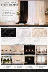 115″ x 216″ WHITE Chiffon Curtains Drapes Panel for Event Decor Backdrop Draping