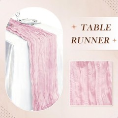 3 Pack Light Pink Cheesecloth Table Runner 21 x 120 21″×120“-3pcs,