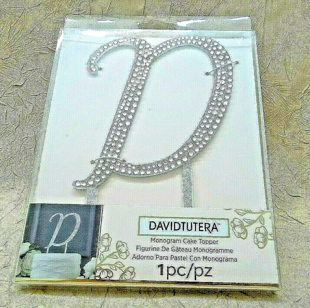 David Tutera Monogram Wedding Cake Topper Letter “D” Rhinestones Silver NIP