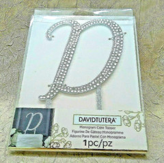 David Tutera Monogram Wedding Cake Topper Letter “D” Rhinestones Silver NIP
