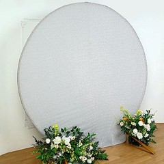 SILVER 7.5 ft Metallic Spandex STAND COVER Wedding Decorations Party Events