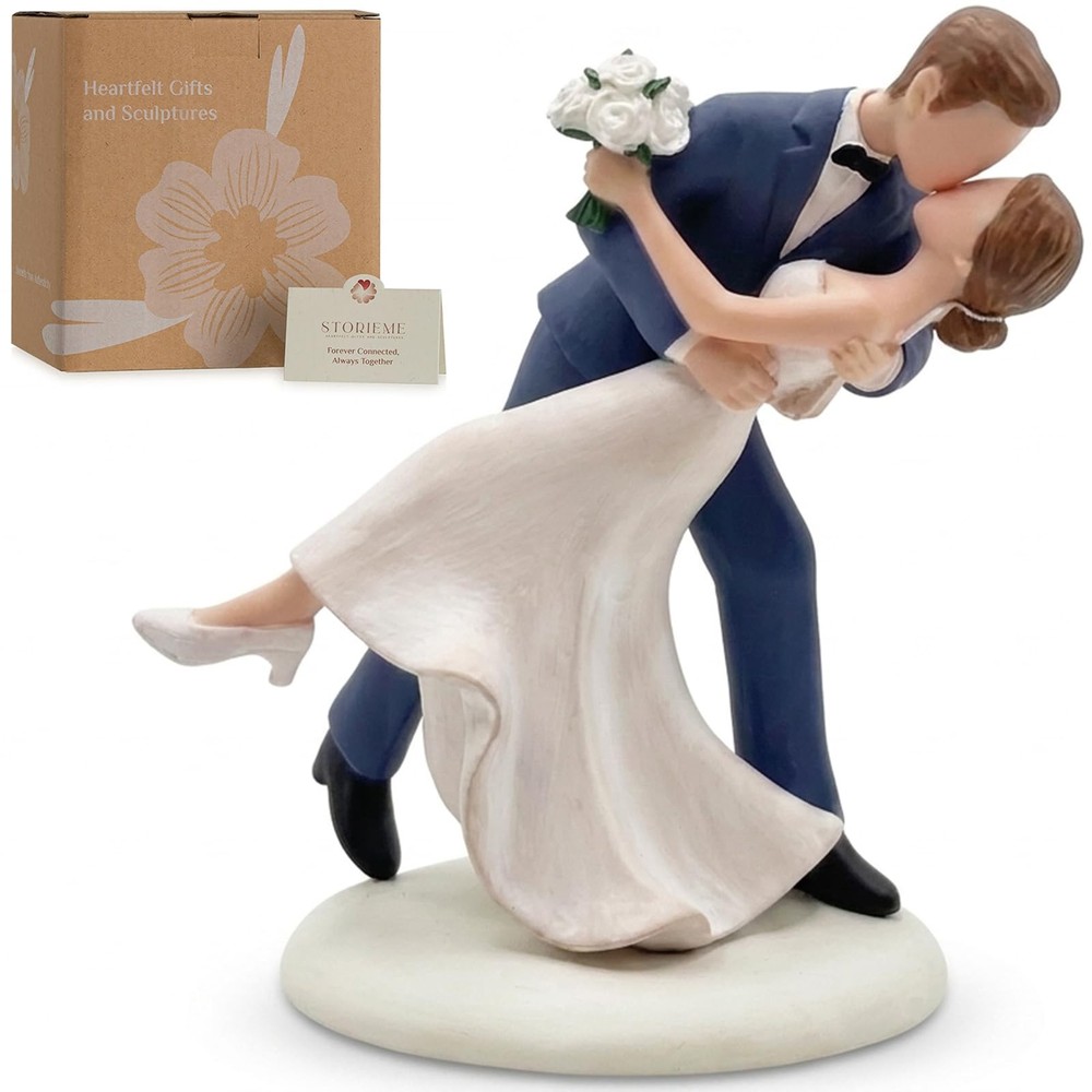 Storieme Wedding Cake Topper Decoration: Bride and Groom 4.7 inches, White