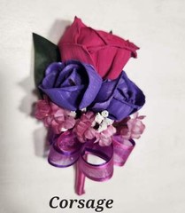 Fuchsia Purple Rose Calla Lily Bridal Wedding Bouquet Accessories