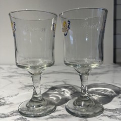 Vintage Bride And Groom Goblet Glasses Cherubs Retro Cupid Wedding Anniversary