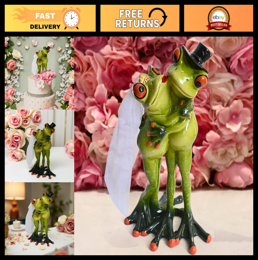 Funny Frog Figurine Wedding Cake Topper – Cute Desk Decor for Living Room & Bedr