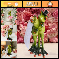 Funny Frog Figurine Wedding Cake Topper – Cute Desk Decor for Living Room & Bedr