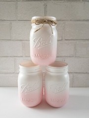 Ombre Pink and White Mason Painted Jar Centerpiece