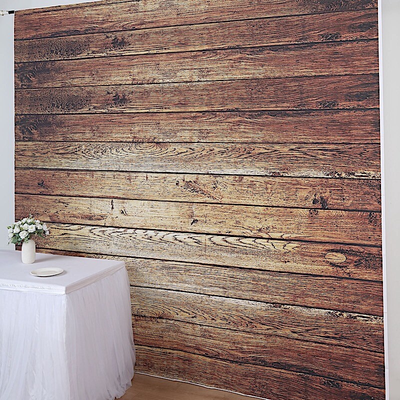 BROWN 8 ft x 8 ft Printed Vinyl Photo BACKDROP Vintage Wood Design Banner Events