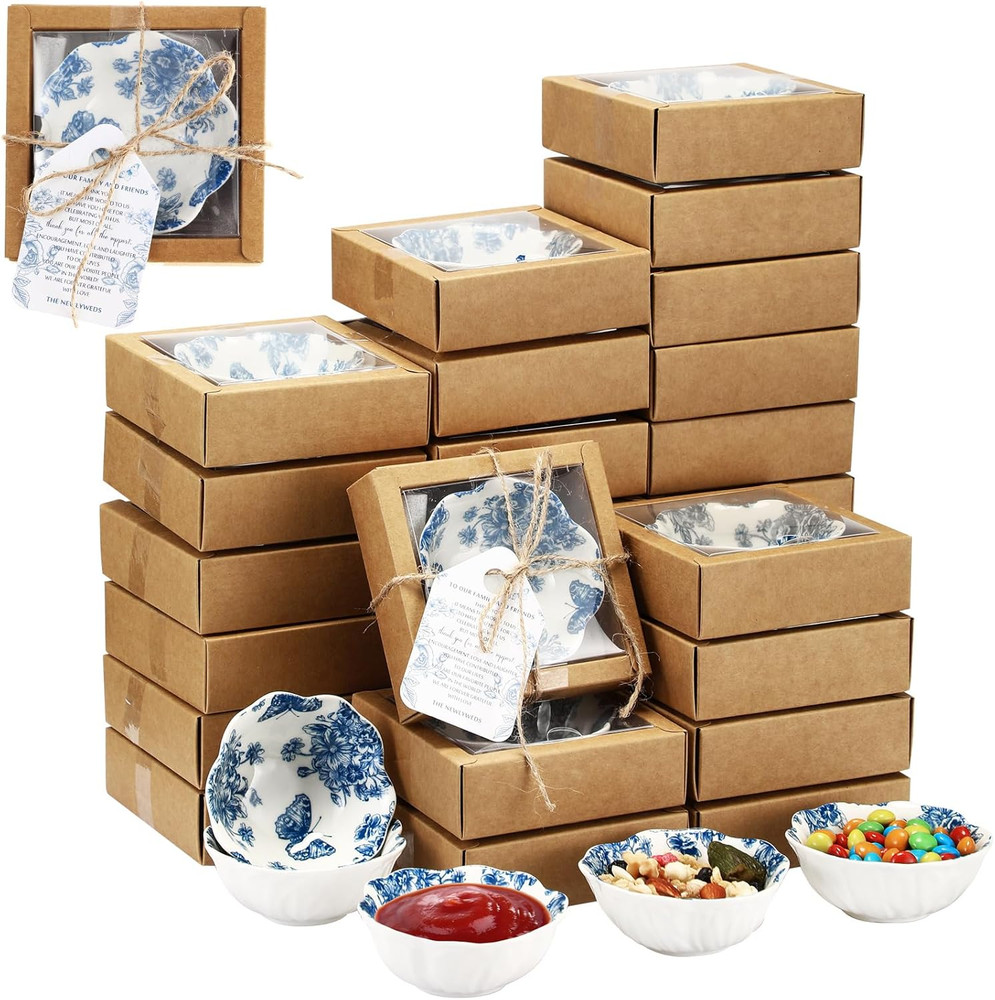 50 Pack Blue Floral Mini Bowls – Wedding Favors & Party Gifts Set