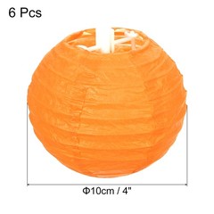 6pcs 4 Inch Folding Hanging Paper Lanterns Small Lampshade Orange