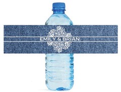 100 Denim with Lace Wedding Water Bottle Labels Engagement Party Special