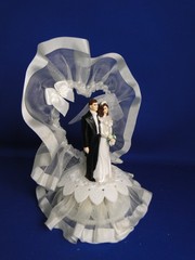 New Vintage Wilton Petite Ribbon Delight Wedding CakeTop, black tux, 104-934