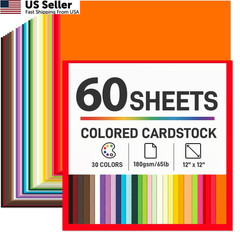 SallyFashion 60 Sheets Colored Cardstock Paper 12×12, Medium, multi
