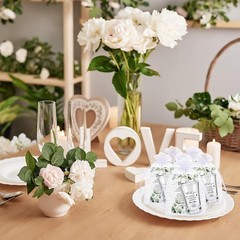 Cylindrical Shot Glasses Wedding Favors with Organza Bags and Thank You Cards